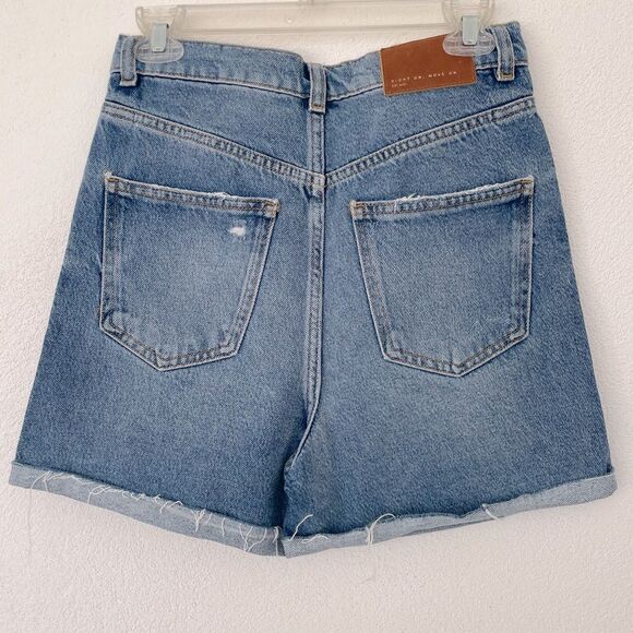 Zara Woman's The 90’s Bermuda Distressed High Waisted Denim Jean Shorts Size‎ 2 - Picture 3 of 12